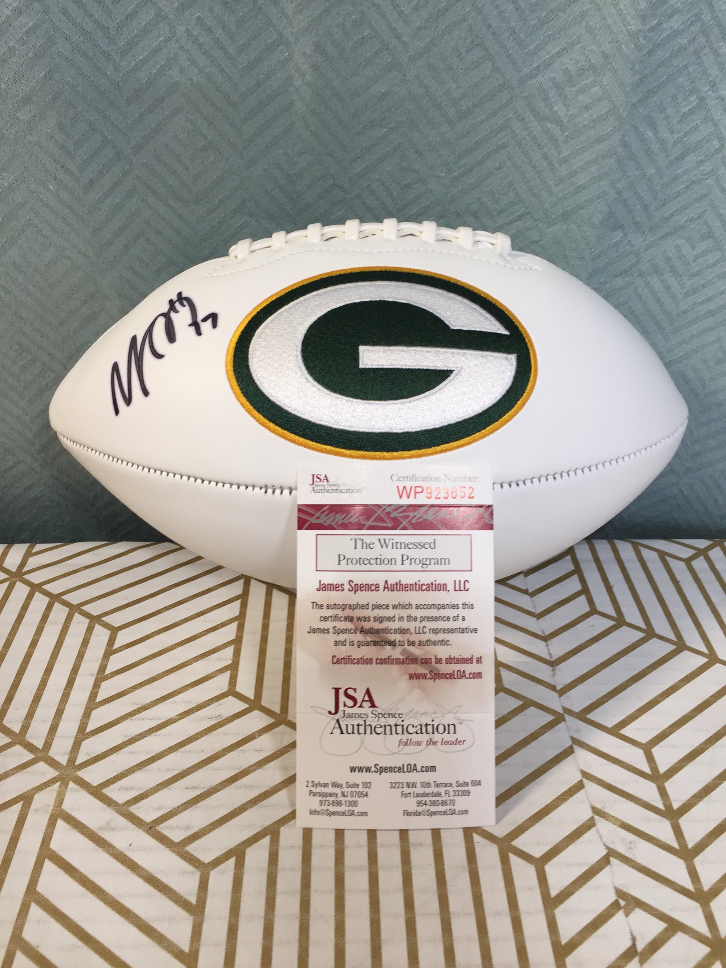 Davante Adams Green Bay Packers Signed/Autographed Embroidered JSA Football (7953624826094)